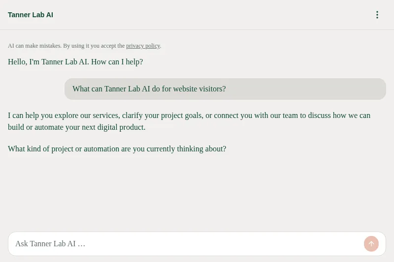 Tanner Lab AI in action