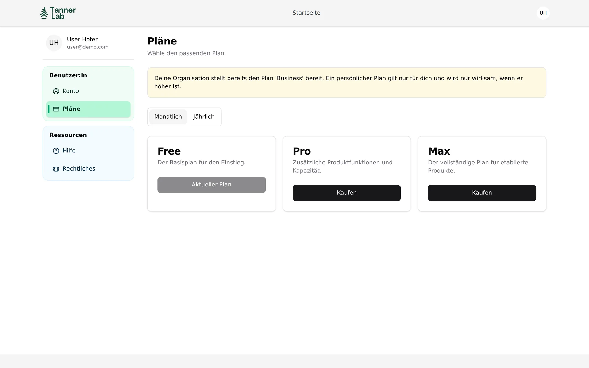Pläne mit Stripe- oder Polar-Checkout, monatlich oder jährlich