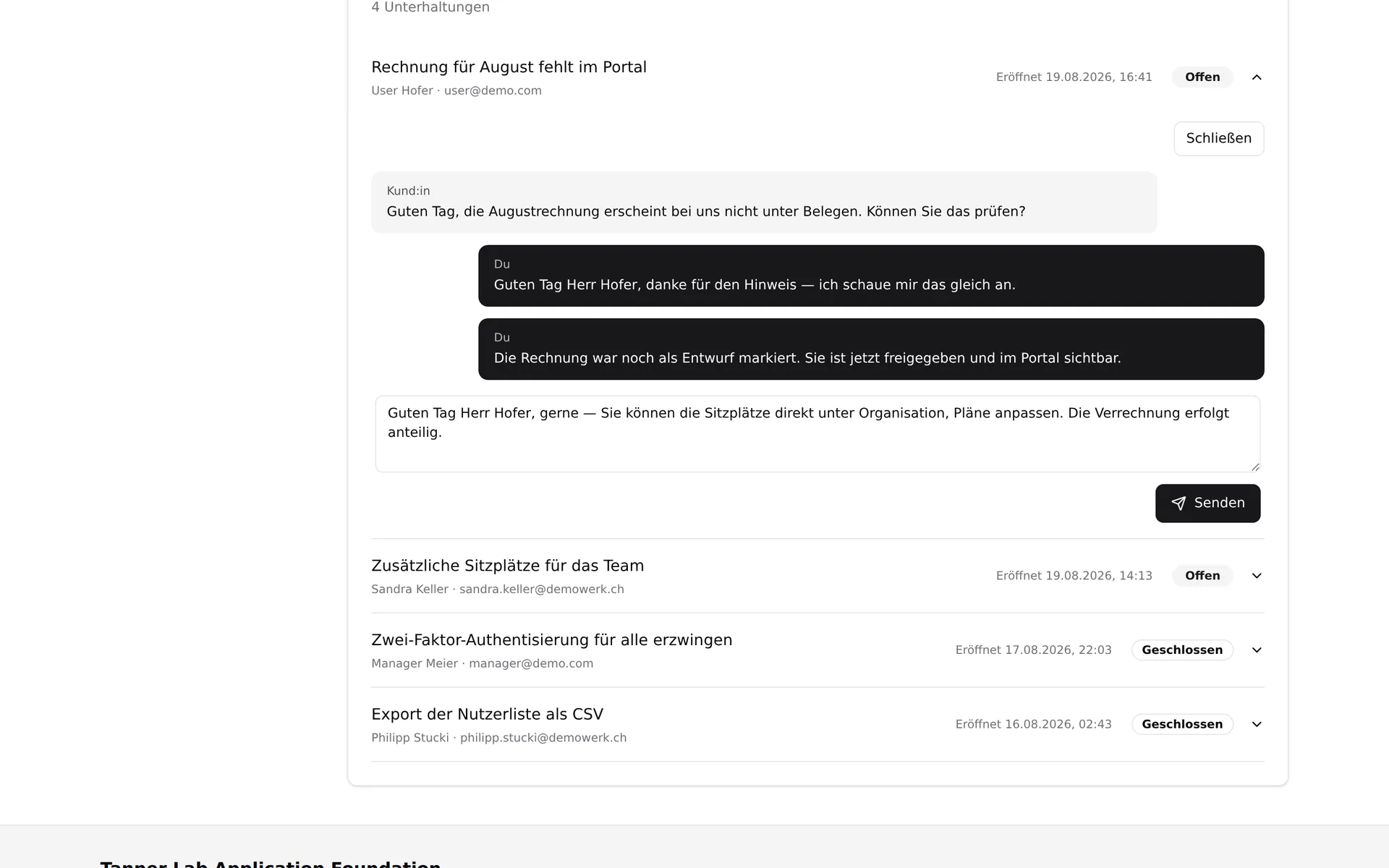 Support-Anfragen beantworten, ohne die Anwendung zu verlassen